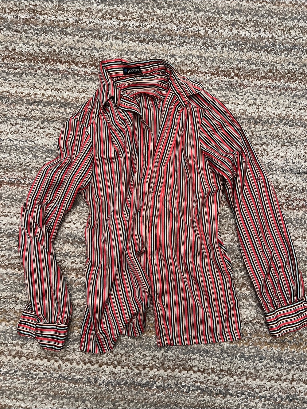 Red Striped Button-Up Shirt